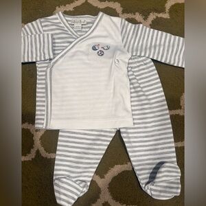 Kissy Kissy Gray & White Striped Set